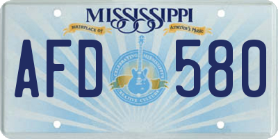 MS license plate AFD580
