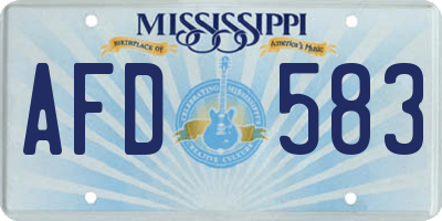 MS license plate AFD583