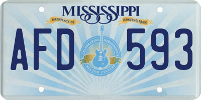 MS license plate AFD593