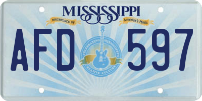 MS license plate AFD597