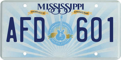 MS license plate AFD601