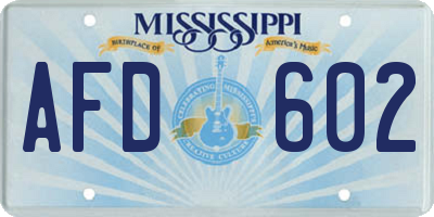 MS license plate AFD602