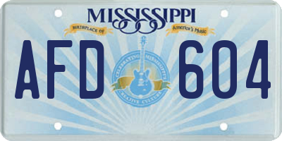 MS license plate AFD604