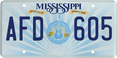 MS license plate AFD605