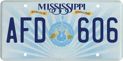 MS license plate AFD606