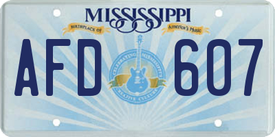 MS license plate AFD607
