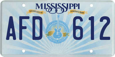 MS license plate AFD612