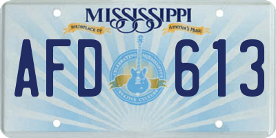 MS license plate AFD613