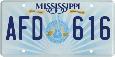 MS license plate AFD616