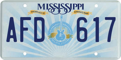MS license plate AFD617