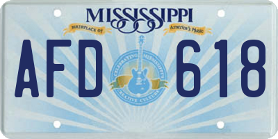 MS license plate AFD618