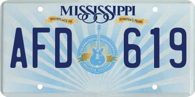 MS license plate AFD619