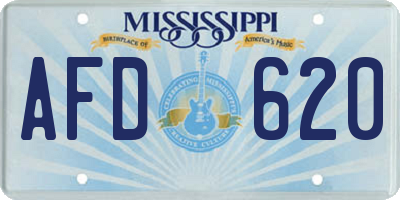 MS license plate AFD620