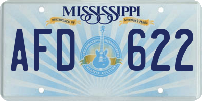 MS license plate AFD622