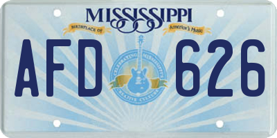 MS license plate AFD626