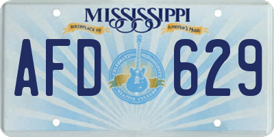 MS license plate AFD629