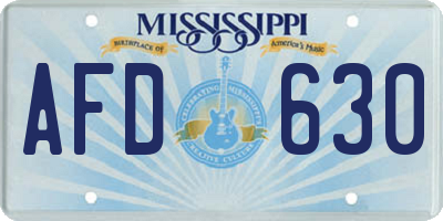MS license plate AFD630