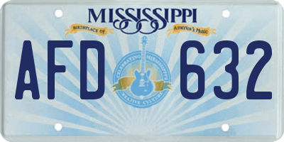 MS license plate AFD632