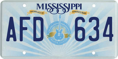 MS license plate AFD634