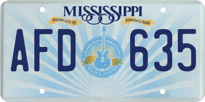 MS license plate AFD635