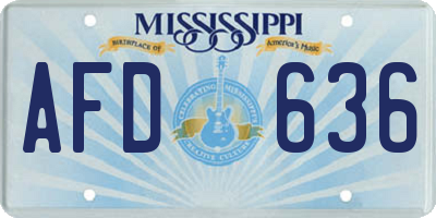 MS license plate AFD636