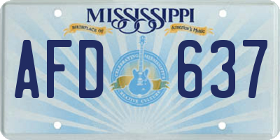 MS license plate AFD637