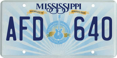 MS license plate AFD640