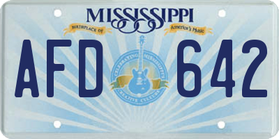 MS license plate AFD642