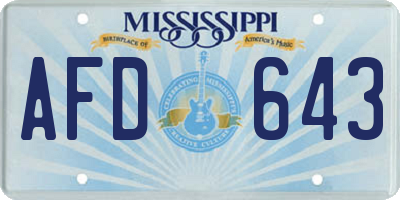 MS license plate AFD643