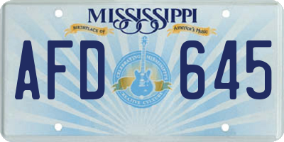 MS license plate AFD645