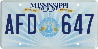 MS license plate AFD647