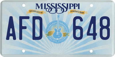 MS license plate AFD648