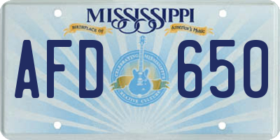 MS license plate AFD650