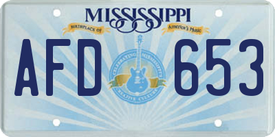 MS license plate AFD653