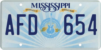 MS license plate AFD654