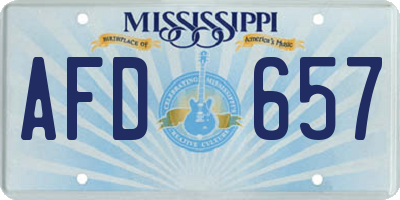 MS license plate AFD657