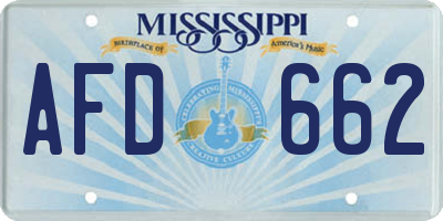 MS license plate AFD662
