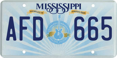 MS license plate AFD665