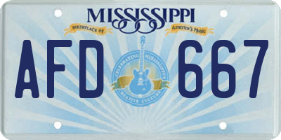 MS license plate AFD667
