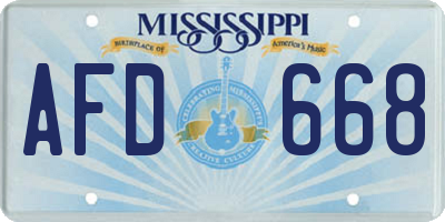 MS license plate AFD668