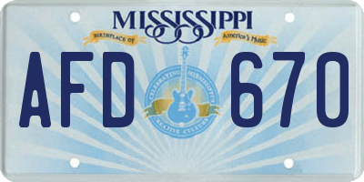 MS license plate AFD670