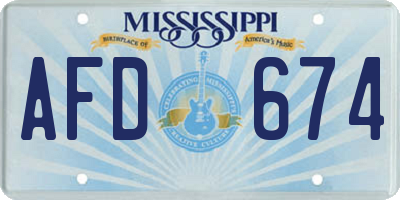 MS license plate AFD674