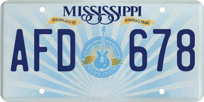 MS license plate AFD678