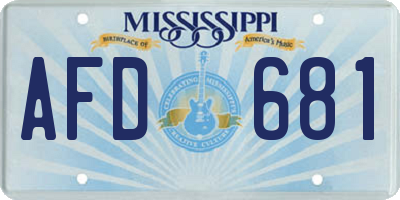 MS license plate AFD681