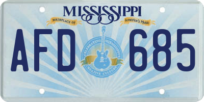MS license plate AFD685