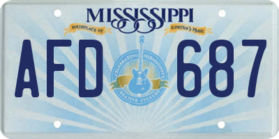 MS license plate AFD687