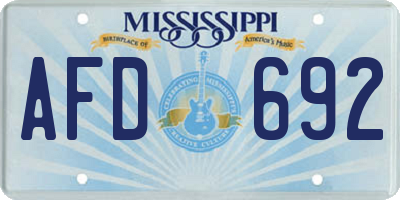MS license plate AFD692