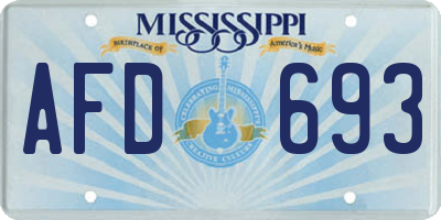 MS license plate AFD693