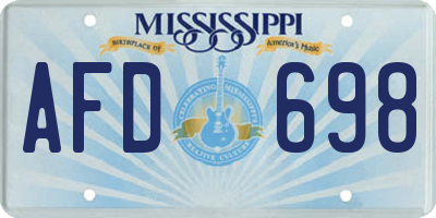 MS license plate AFD698
