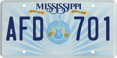 MS license plate AFD701